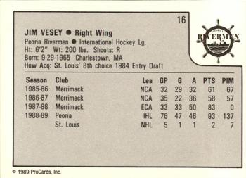 1989-90 ProCards IHL #16 Jim Vesey Back