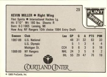 1989-90 ProCards IHL #29 Kevin Miller Back