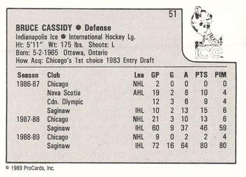 1989-90 ProCards IHL #51 Bruce Cassidy Back