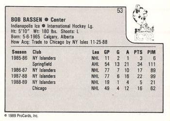1989-90 ProCards IHL #53 Bob Bassen Back