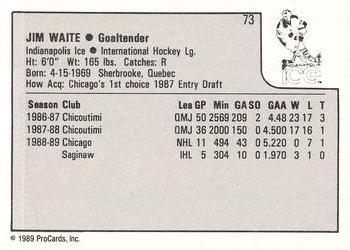 1989-90 ProCards IHL #73 Jimmy Waite Back