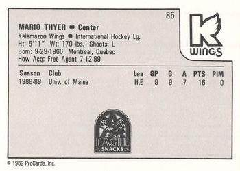 1989-90 ProCards IHL #85 Mario Thyer Back