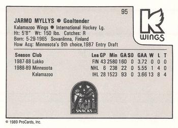 1989-90 ProCards IHL #95 Jarmo Myllys Back