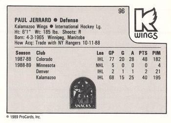 1989-90 ProCards IHL #96 Paul Jerrard Back