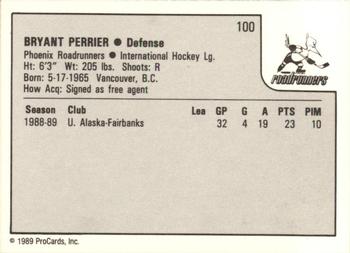1989-90 ProCards IHL #100 Bryant Perrier Back