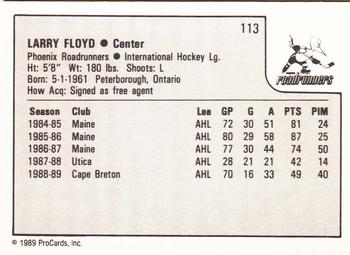 1989-90 ProCards IHL #113 Larry Floyd Back