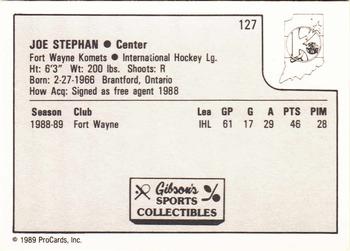 1989-90 ProCards IHL #127 Joe Stephan Back