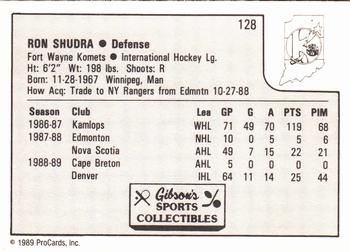 1989-90 ProCards IHL #128 Ron Shudra Back