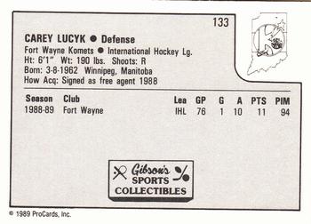 1989-90 ProCards IHL #133 Carey Lucyk Back