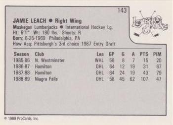 1989-90 ProCards IHL #143 Jamie Leach Back