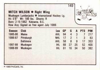 1989-90 ProCards IHL #149 Mitch Wilson Back