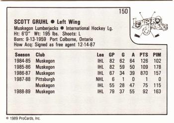1989-90 ProCards IHL #150 Scott Gruhl Back
