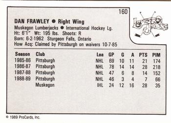 1989-90 ProCards IHL #160 Dan Frawley Back
