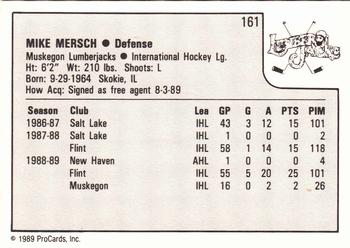 1989-90 ProCards IHL #161 Mike Mersch Back