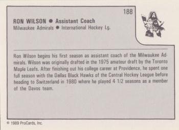 1989-90 ProCards IHL #188 Ron Wilson Back
