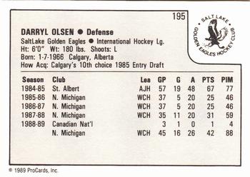 1989-90 ProCards IHL #195 Darryl Olsen Back