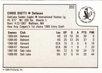 1989-90 ProCards IHL #202 Chris Biotti Back