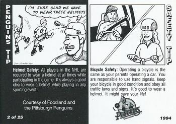 1993-94 Foodland Pittsburgh Penguins #2 Grant Jennings Back