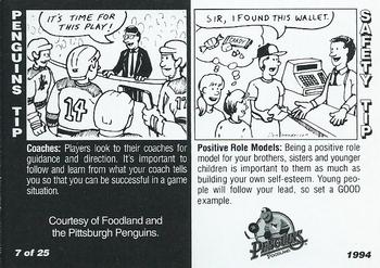 1993-94 Foodland Pittsburgh Penguins #7 Doug Brown Back