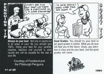 1993-94 Foodland Pittsburgh Penguins #11 Jeff Daniels Back