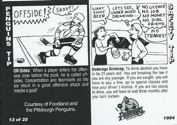 1993-94 Foodland Pittsburgh Penguins #13 Larry Murphy Back