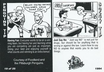 1993-94 Foodland Pittsburgh Penguins #19 Ed Johnston Back
