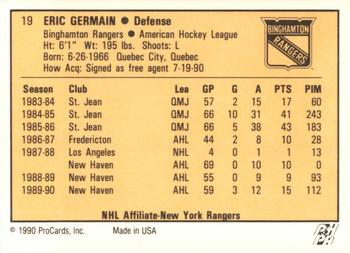 1990-91 ProCards AHL/IHL #19 Eric Germain Back