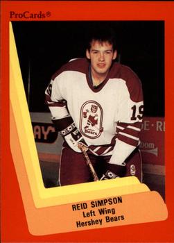 1990-91 ProCards AHL/IHL #29 Reid Simpson Front