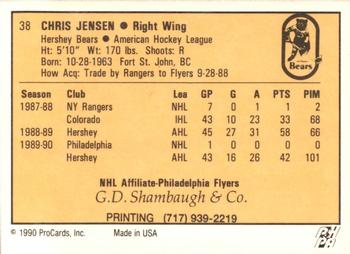 1990-91 ProCards AHL/IHL #38 Chris Jensen Back