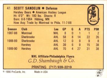 1990-91 ProCards AHL/IHL #41 Scott Sandelin Back