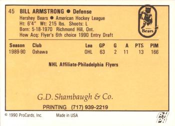 1990-91 ProCards AHL/IHL #45 Bill Armstrong Back