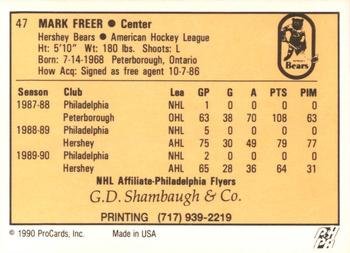 1990-91 ProCards AHL/IHL #47 Mark Freer Back