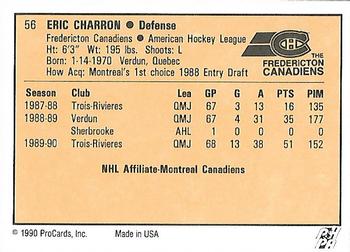 1990-91 ProCards AHL/IHL #56 Eric Charron Back