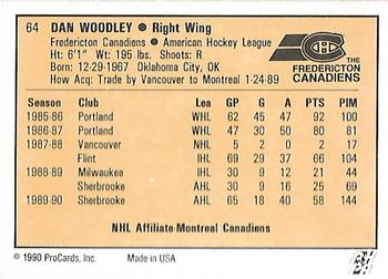 1990-91 ProCards AHL/IHL #64 Dan Woodley Back