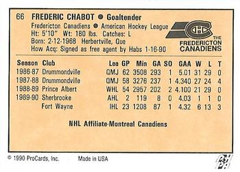 1990-91 ProCards AHL/IHL #66 Frederic Chabot Back