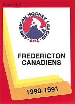 1990-91 ProCards AHL/IHL #75 Fredericton Canadiens Front