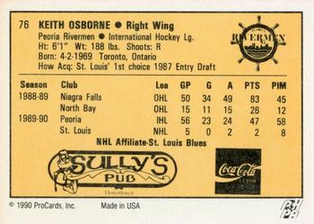 1990-91 ProCards AHL/IHL #76 Keith Osborne Back