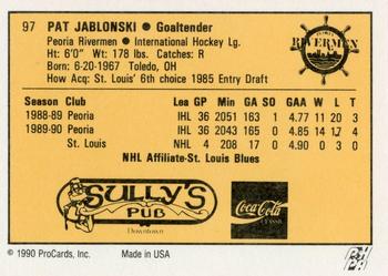 1990-91 ProCards AHL/IHL #97 Pat Jablonski Back