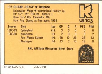 1990-91 ProCards AHL/IHL #105 Duane Joyce Back