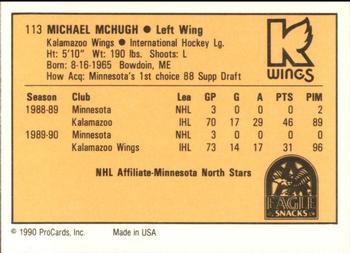 1990-91 ProCards AHL/IHL #113 Mike McHugh Back