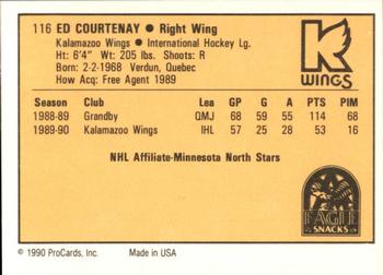 1990-91 ProCards AHL/IHL #116 Ed Courtenay Back