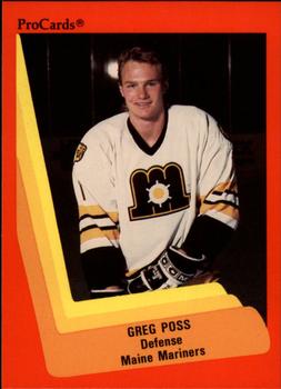 1990-91 ProCards AHL/IHL #136 Greg Poss Front