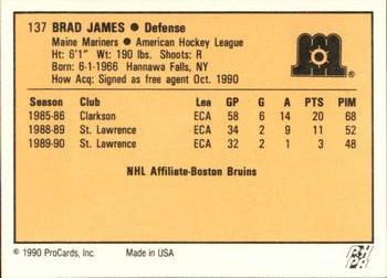 1990-91 ProCards AHL/IHL #137 Brad James Back