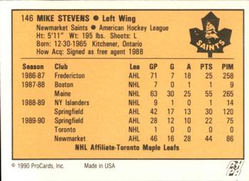 1990-91 ProCards AHL/IHL #146 Mike Stevens Back