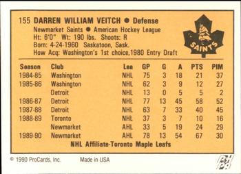 1990-91 ProCards AHL/IHL #155 Darren Veitch Back