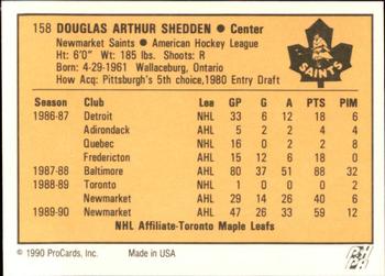 1990-91 ProCards AHL/IHL #158 Doug Shedden Back