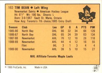 1990-91 ProCards AHL/IHL #163 Tim Bean Back