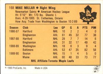1990-91 ProCards AHL/IHL #168 Mike Millar Back