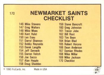 1990-91 ProCards AHL/IHL #170 Newmarket Saints Back