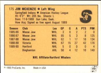 1990-91 ProCards AHL/IHL #175 Jim McKenzie Back